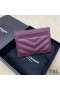 Yves Saint Laurent Monogram Card Case Aus Genarbtem Matelasse Leder Lila/Gold