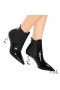 Yves Saint Laurent Opyum Booties Patent Leder Schwarz mit Silbernem Absatz