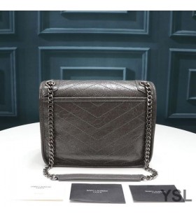 Yves Saint Laurent Baby Niki Chain Bag In Gefältelt Und Gesteppte Leder Grau/Silber