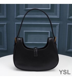 Yves Saint Laurent Le Fermoir Hobo Bag In Shiny Leather Black