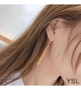 Yves Saint Laurent Loulou Ohrringe Mit Kette Quasten Aus Messing Gold