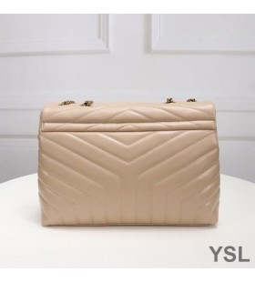 Yves Saint Laurent Medium Loulou Chain Bag In Y-Matelasse-Leder-Apricot/Gold