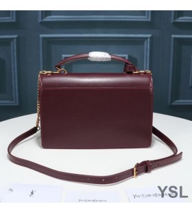Yves Saint Laurent Medium Sunset Satchel In Smooth Leather Burgundy/Gold