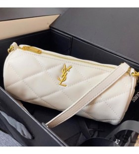 Yves Saint Laurent Mini Sade Rohr Tasche Gesteppt Lammfell Weiß