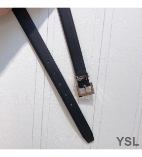 Yves Saint Laurent Monogram Gürtel Mit Eckiger Schnalle-In Glatter Leder-Schwarz/Gold