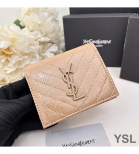 Yves Saint Laurent Kleine Cassandra Bifold Wallet In Gefältelt Matelasse Leder Apricot