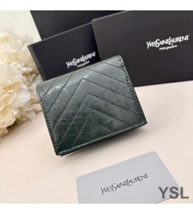 Yves Saint Laurent Kleine Cassandra Bifold Wallet In Gefältelt Matelasse-Leder Grün