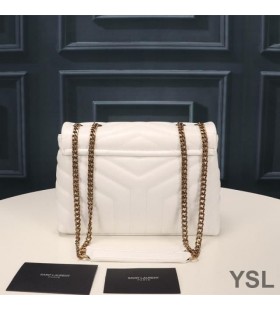 Yves Saint Laurent Small Loulou Chain Bag In Y Matelasse Leather White/Gold