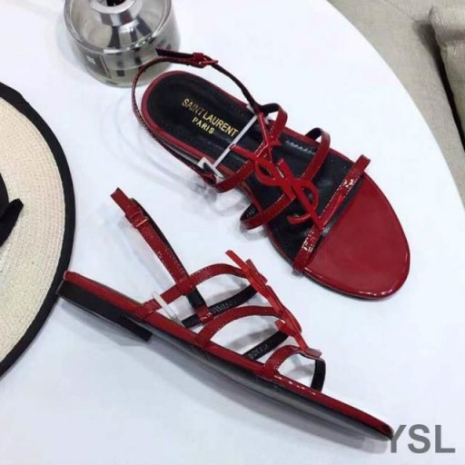 Yves Saint Laurent Κασσάνδρα Σανδάλια Λουστρίνι Κόκκινο