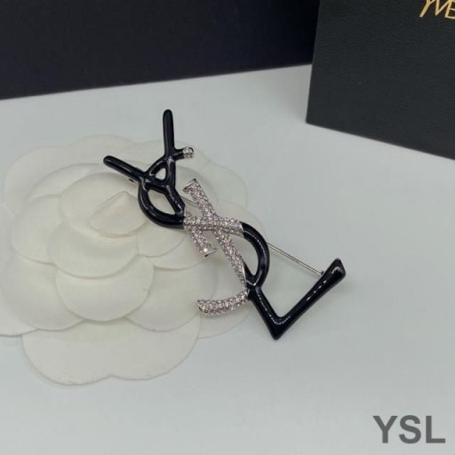 Yves Saint Laurent Opyum Πόρπη Μετάλλων, Σμάλτο και Κρύσταλλα Ασημί/Μαύρο