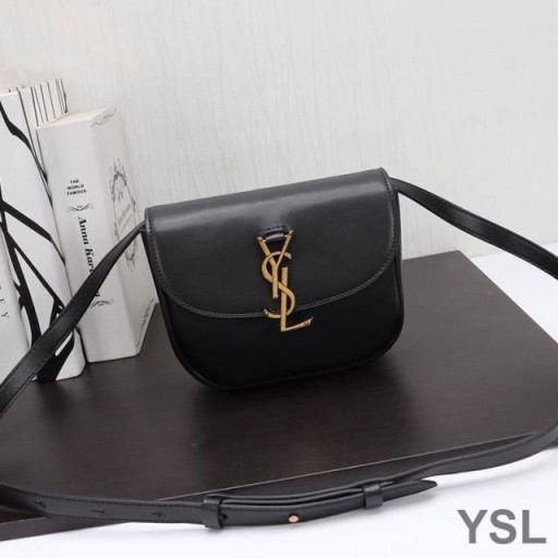 Yves Saint Laurent Μικρή Kaia Σακίδιο Στην Ομαλή Εκλεκτής Ποιότητας Δέρμα Μαύρο/Χρυσό