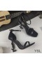 Yves Saint Laurent Opyum Σανδάλια Με Δέρμα Αλιγάτορα με Μαύρο Τακούνι Μαύρο