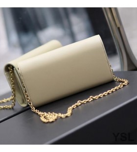 Yves Saint Laurent Le Maillon Αλυσίδα Πορτοφόλι Σε Γυαλιστερό Δέρμα Μπεζ
