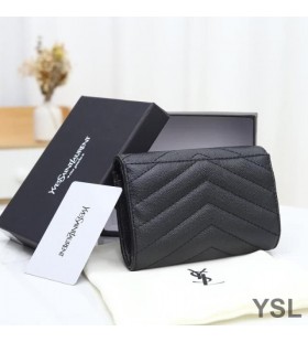 Yves Saint Laurent Μικρό Φάκελο Χτυπημάτων Πορτοφόλι Σε Κόκκους Matelasse Δέρματος Μαύρο